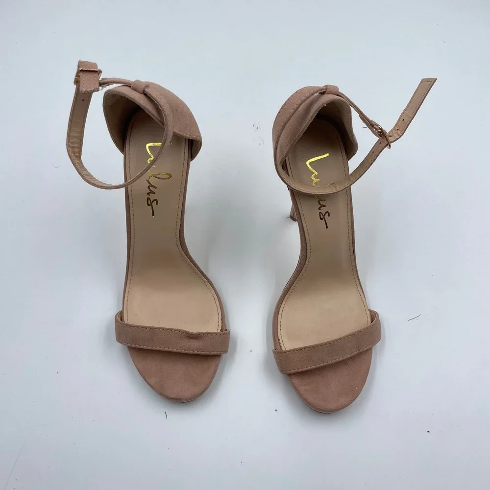 Lulus‎ Arylee Blush Pink Faux Suede Stiletto High Heels Sandals - Size 8